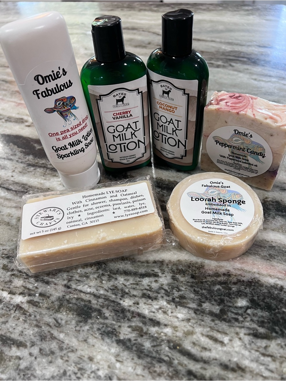 Omie's Fabulous Goat Milk Bath & Body Gift Set - Green Bottles